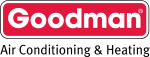 Goodman Air Conditioning & Heating logo with red and white design.